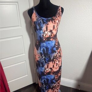 Abstract Print Sleeveless Dress